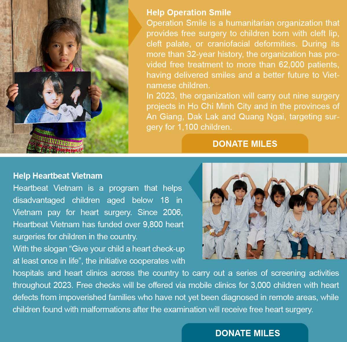 Donate Miles to Help Vietnamese Children Smile – Vietnam Airlines